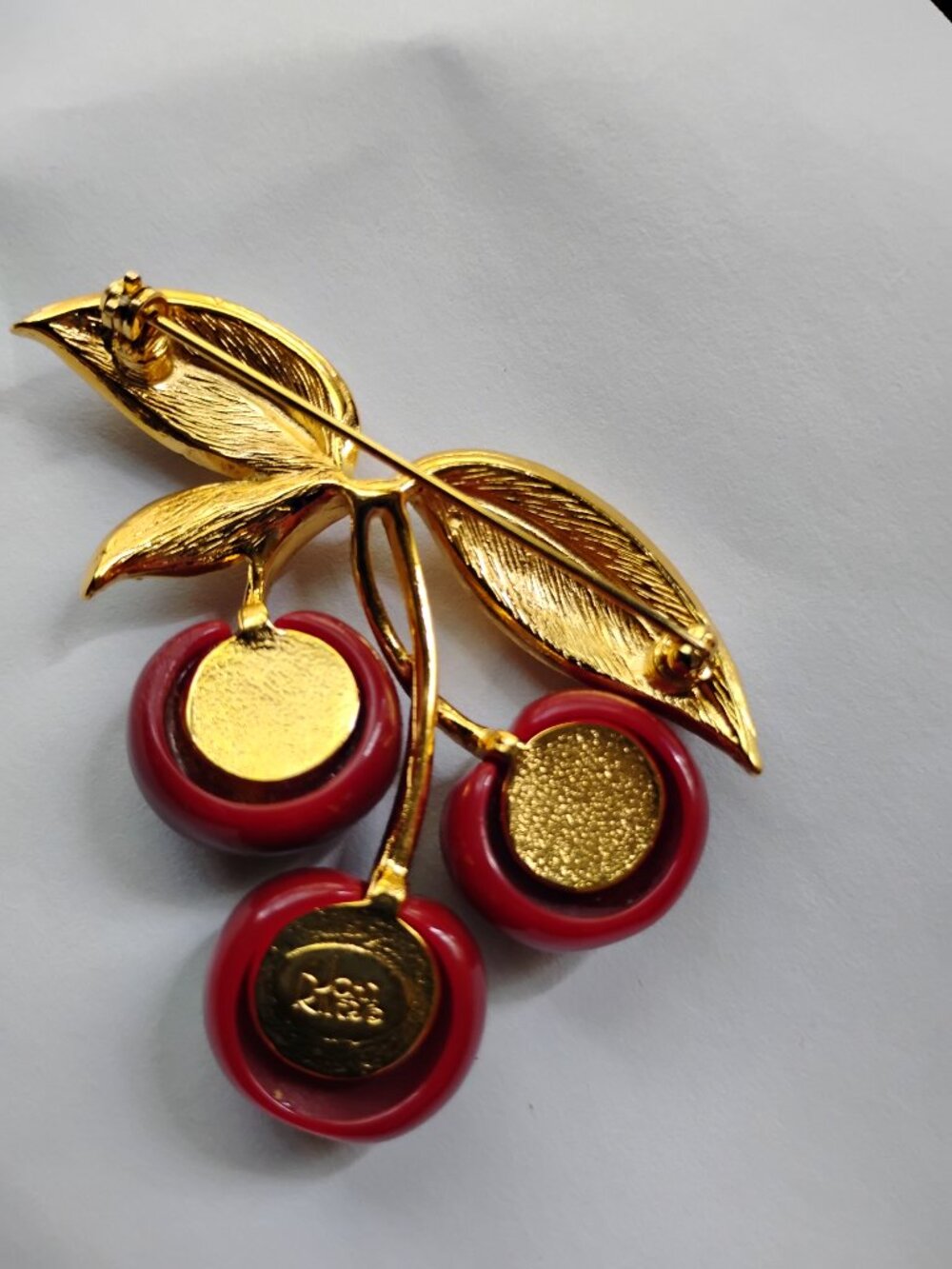 Joan Rivers Cherry Brooch - Picture 2 of 4